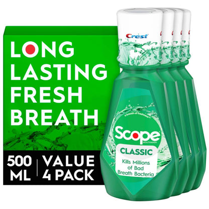 Crest Scope Classic Mouthwash – Original Formula (500 ml, 4 Count)