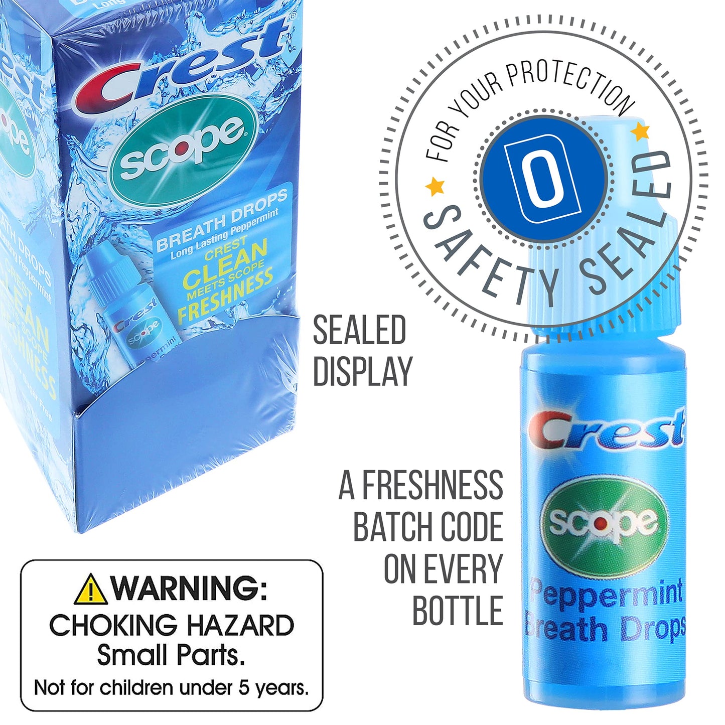 Crest Scope Peppermint Breath Drops - Long-Lasting Freshness (50 Count, 3.2 mL)