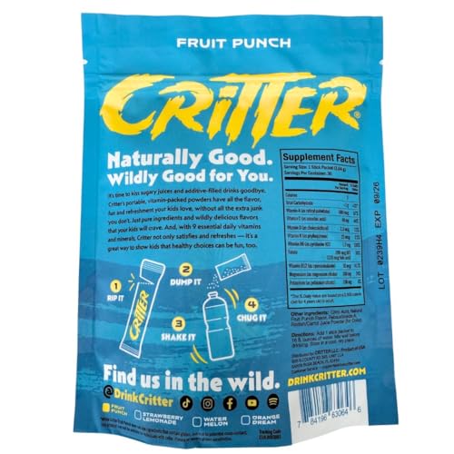 Critter Vitamin H2O – Kids’ Hydration & Multivitamin Drink Mix | Electrolytes & Natural Flavors