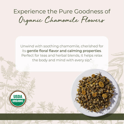 Starwest Botanicals Organic Chamomile Flowers Whole — Dried Tea & Baking Herb, Kosher & Non-GMO, 1 lb
