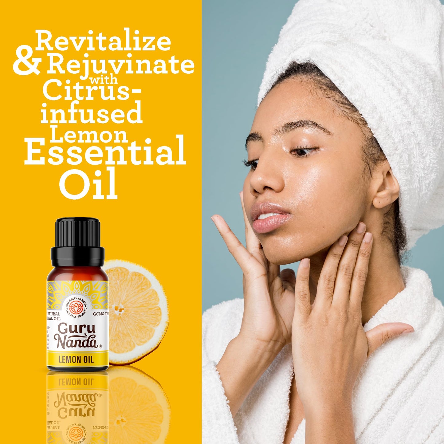 GuruNanda Lemon Essential Oil - 100% Pure, Undiluted Citrus Aroma (2x0.5 oz)
