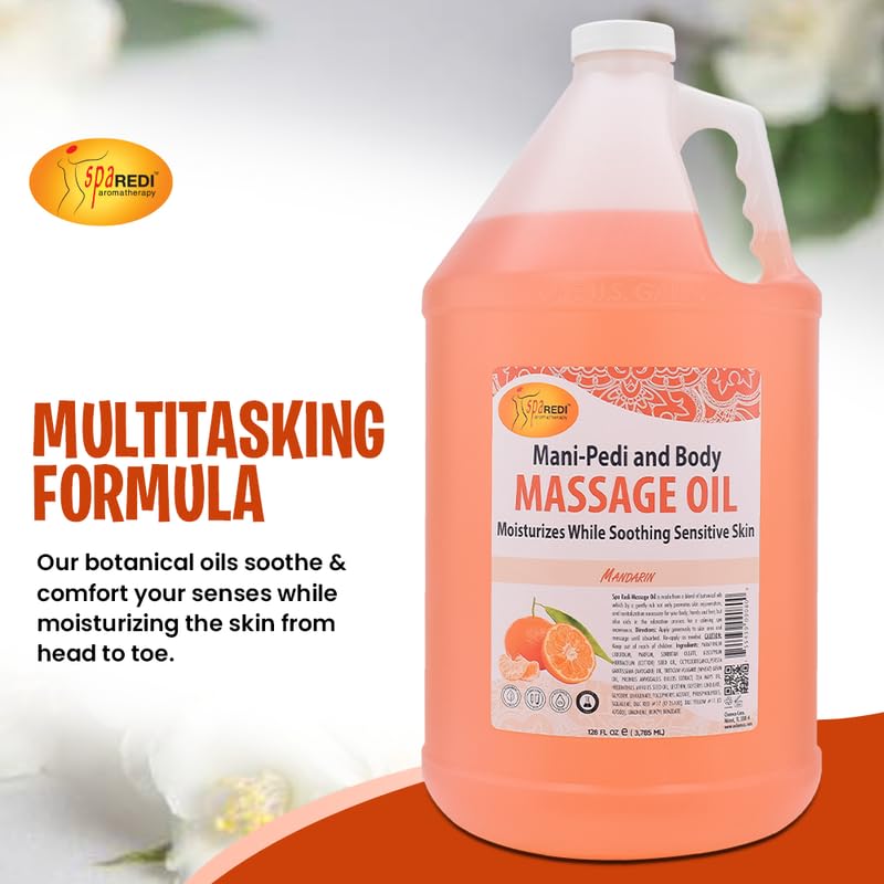 SPA REDI Mandarin Scented Massage Oil 128 Oz – Full Body Massage