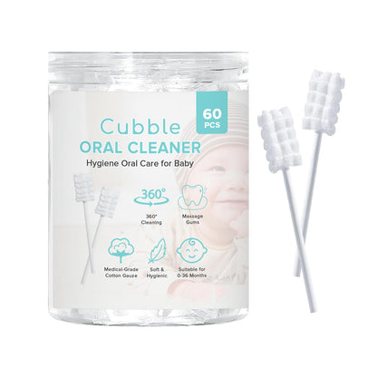 Cubble Baby Tongue Cleaner – 60pcs Disposable Infant Toothbrush & Oral Care Wipes