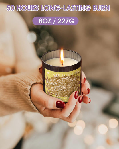 CUKIY 8oz Soy Scented Candle – Lemon Verbena, 50H Burn, Gift Box