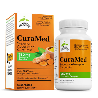 Terry Naturally CuraMed 750mg - High-Potency Curcumin for Brain & Heart Health | 90 Softgels
