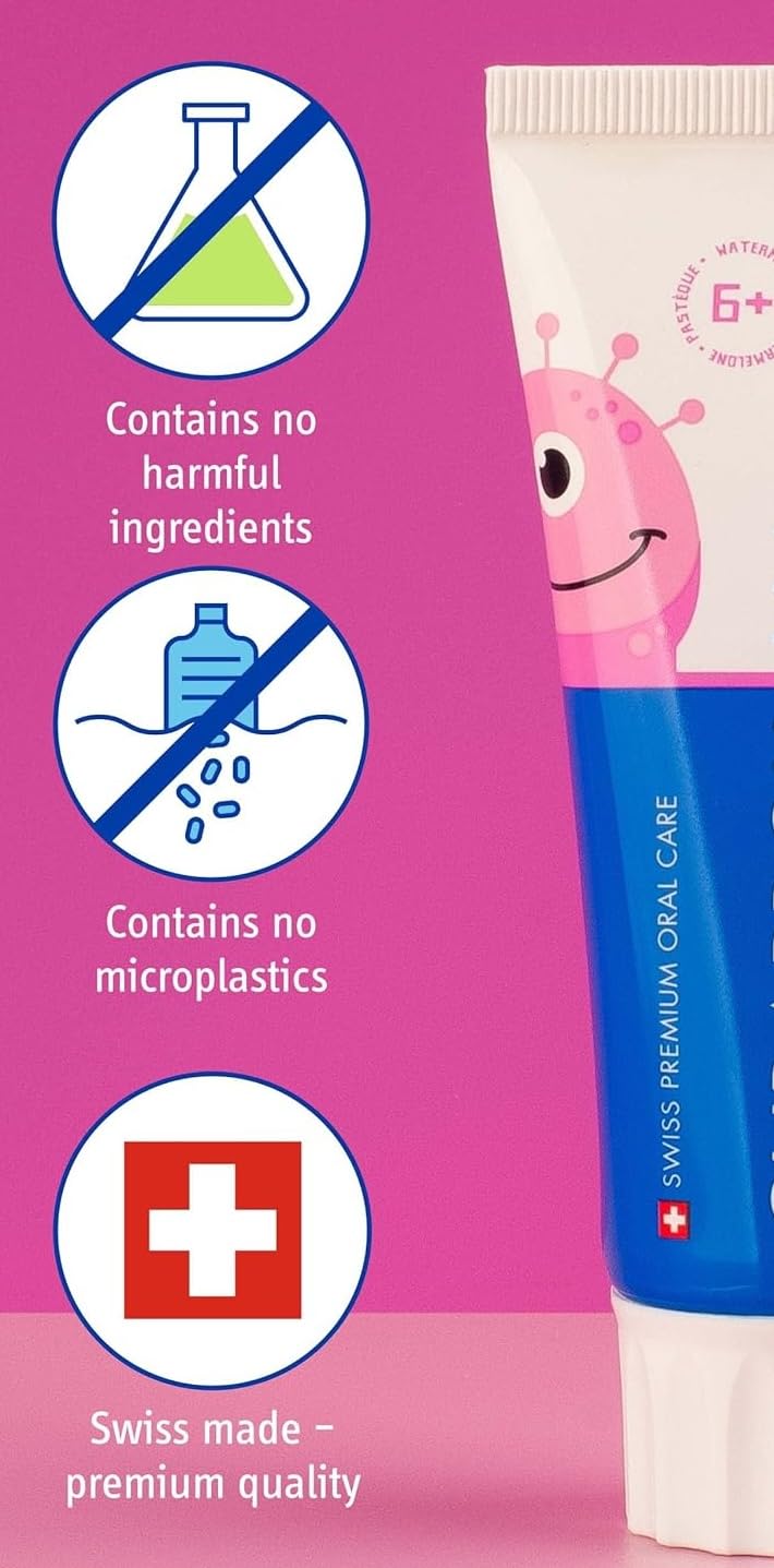 Curaprox Kids Toothpaste 1450 – Watermelon, 60ml, Ages 6+, SLS Free, Microplastic Free & Triclosan Free