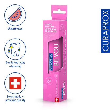Curaprox Whitening Toothpaste – Fresh Breath & Gum Care | Enzymatic Formula, Watermelon, 60ml | Vegan, SLS-Free, Fluoride 950ppm | Swiss Made