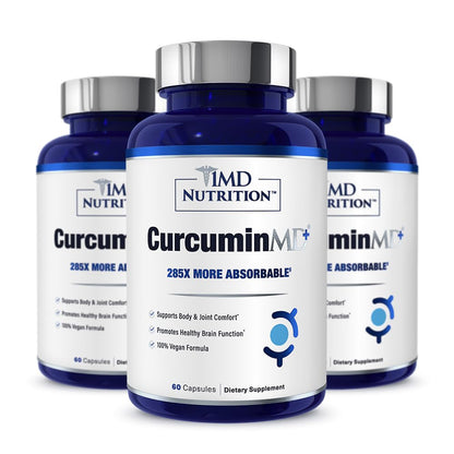 1MD Nutrition CurcuminMD Plus – Turmeric Curcumin with Boswellia Serrata | Longvida Optimized Absorption | 180 Capsules (3-Pack)