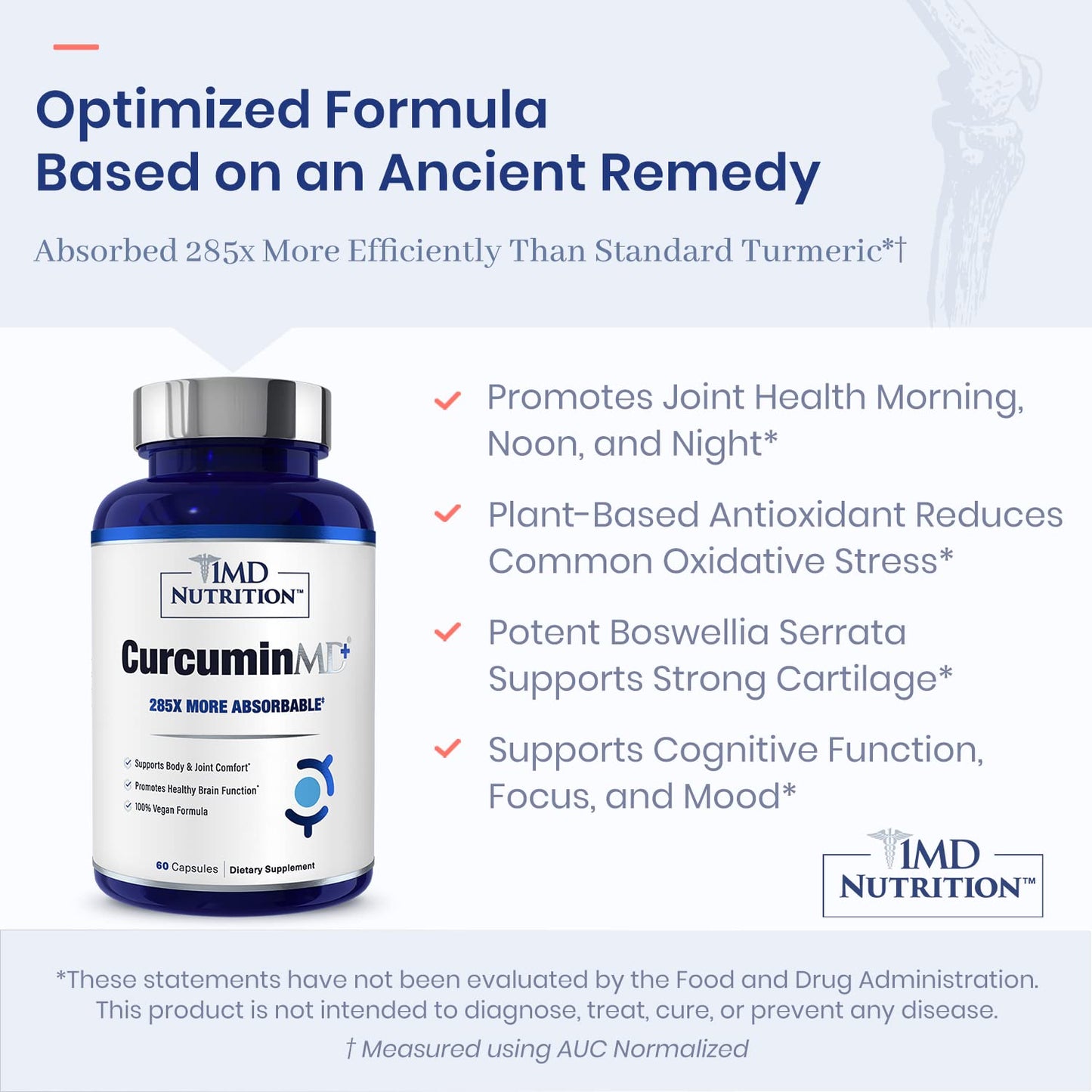 1MD Nutrition CurcuminMD Plus — Turmeric Curcumin with Boswellia Serrata, 285x Absorbable, 60 Capsules