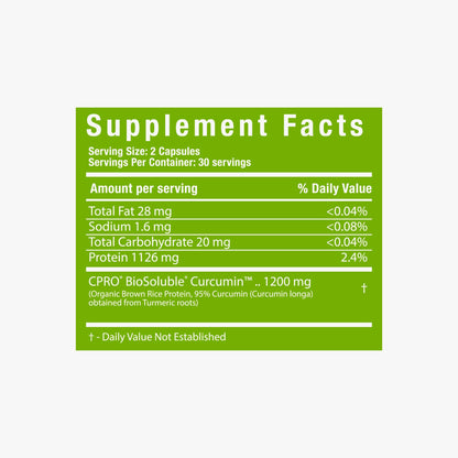 CurcuminPro Complete Vegan | BioSoluble Turmeric Curcumin + Brown Rice Protein | 60 Count
