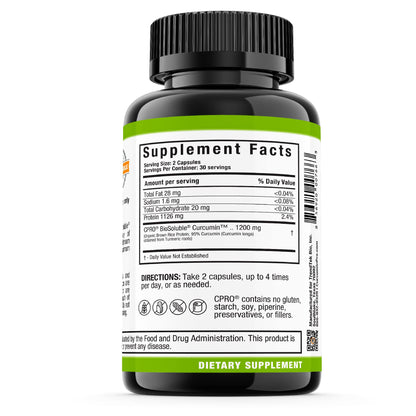CurcuminPro Complete Vegan | BioSoluble Turmeric Curcumin + Brown Rice Protein | 60 Count
