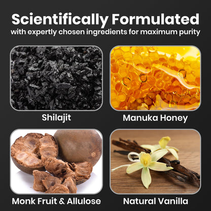 Cured Shilajit Gummies for Men - 85+ Minerals + Organic Manuka Honey