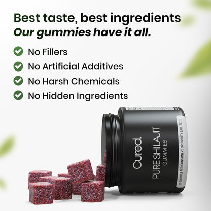 Cured Shilajit Gummies for Men - 85+ Minerals + Organic Manuka Honey