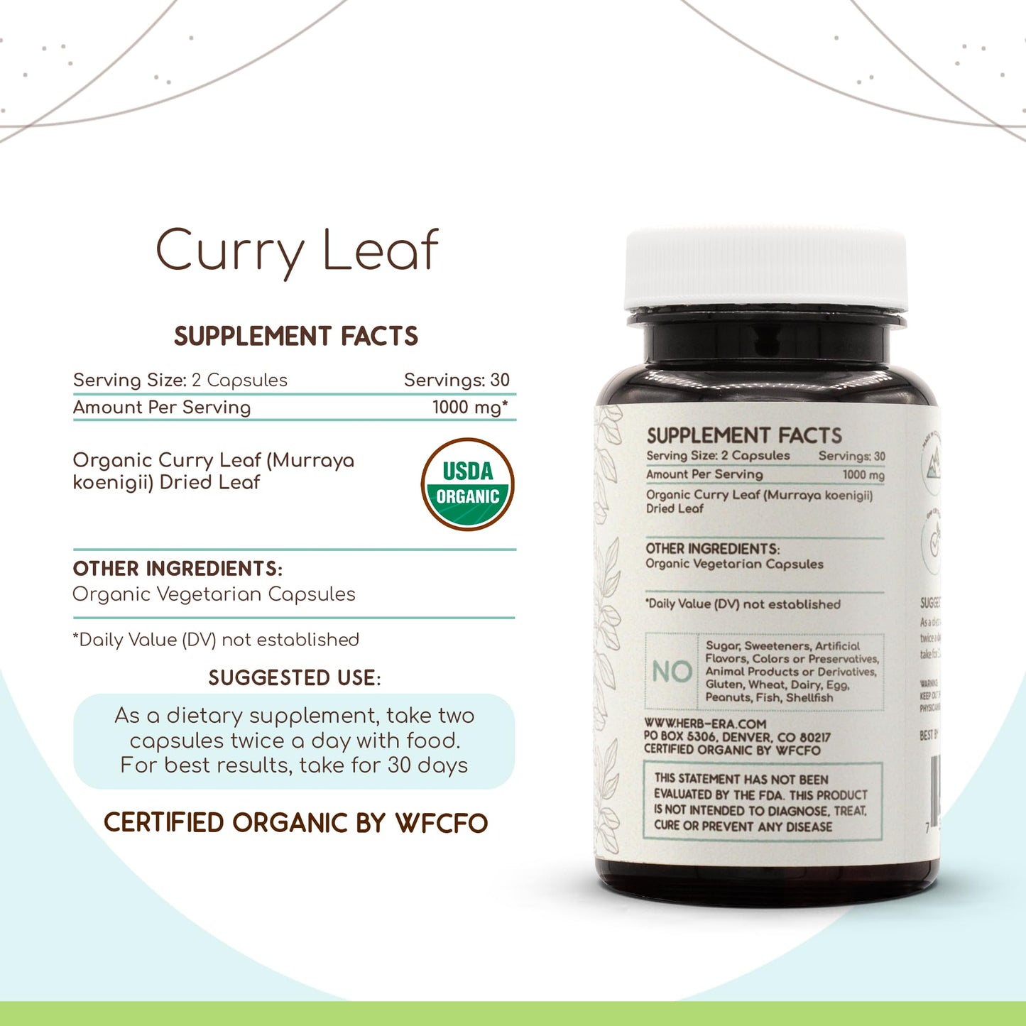 Curry Leaf USDA Organic Capsules | Certified Organic Vegetarian (60 Count)