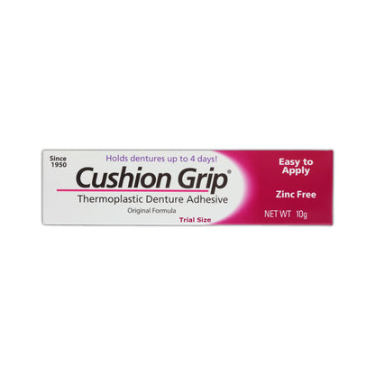 Cushion Grip Thermoplastic Denture Adhesive 0.35 oz Travel Size | Zinc-Free, Waterproof