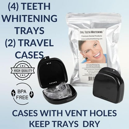 Teeth Whitening Trays Moldable 4-Pc with 2 Slim Cases | BPA-Free