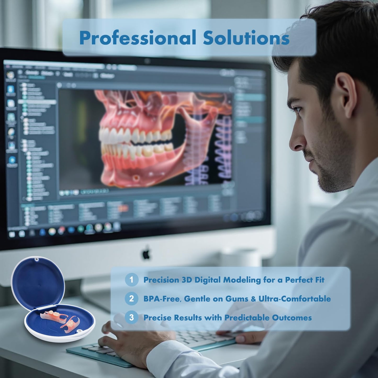 Custom Removable Dentures – Personalized Partial Denture Set with Storage Case | 1–6 Teeth Coverage