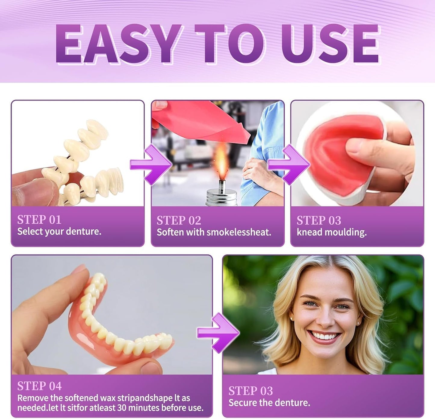 At-Home DIY Denture Kit: Full Upper & Lower Dentures for Smile Transformation – ZZ6