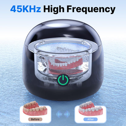 CXRUY Ultrasonic Retainer Cleaner – UV Dental Cleaning Pod for Dentures, Aligners, Braces, Jewelry (Black)