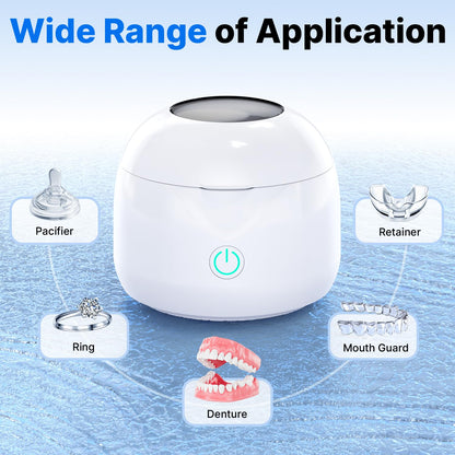 CXRUY Ultrasonic Retainer Cleaner – UV Dental Cleaning Pod for Dentures, Aligners, Braces & Jewelry (White)