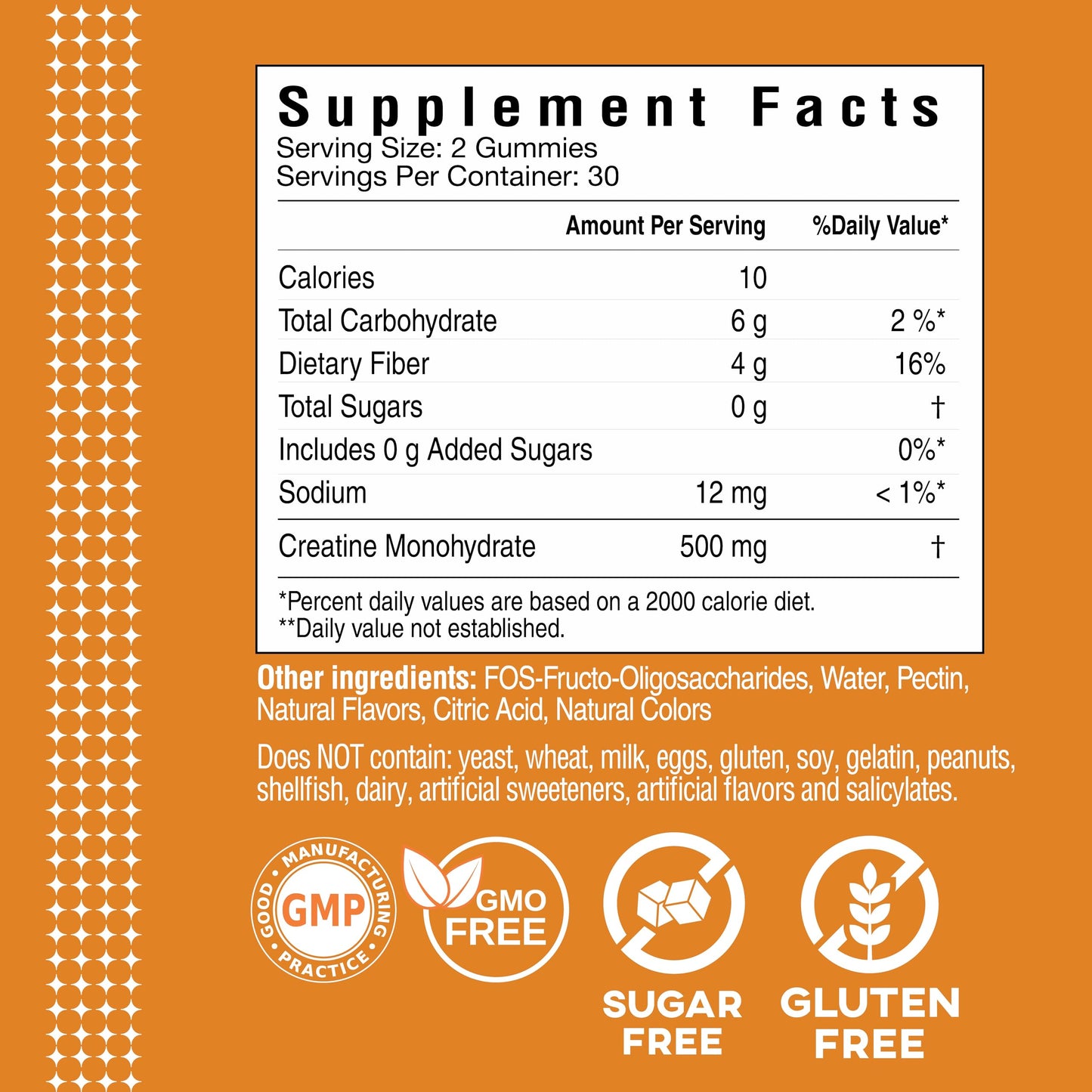 Cybergenics Creatine Monohydrate Gummies – 500mg per Serving, Gluten Free, Orange