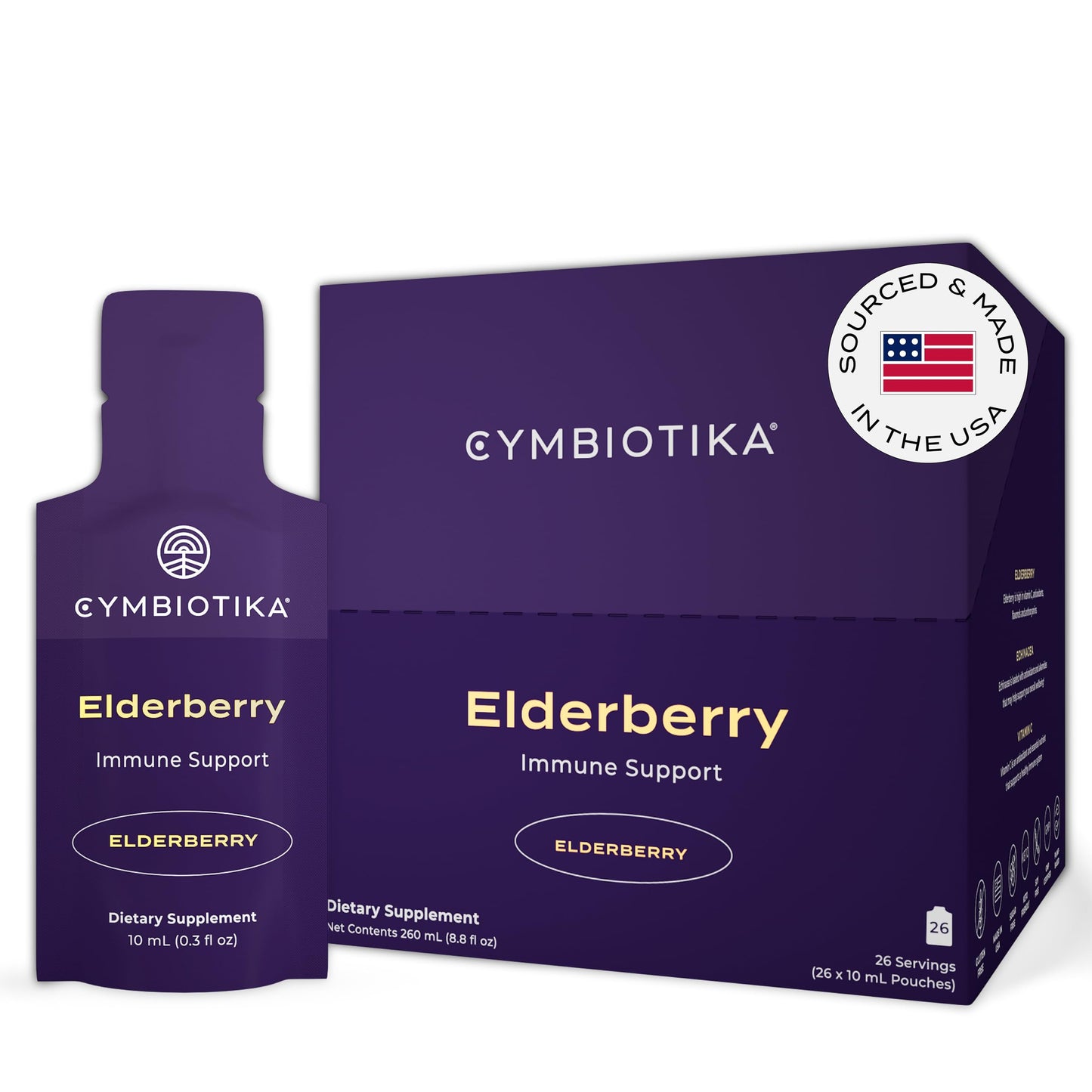 CYMBIOTIKA Adults Elderberry Boost Supplement – Organic Elderberry with Vitamin E for Immune Support – Gluten-Free, Vegan, Keto (Pack of 26)