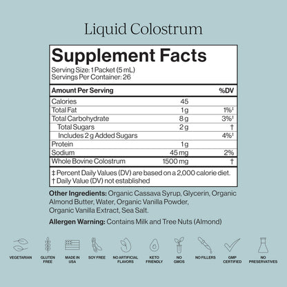 CYMBIOTIKA Liquid Colostrum – Grass-Fed, Gut Health & Immune Support, Vanilla