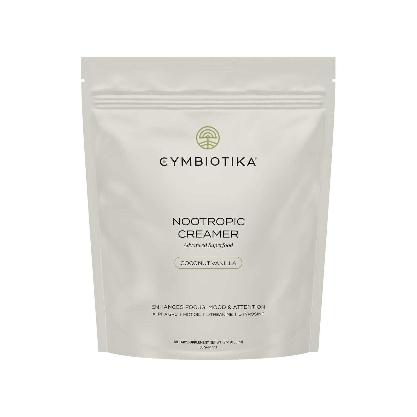 CYMBIOTIKA Nootropic Creamer – MCT Coffee Creamer with Alpha GPC & L-Theanine for Focus, Energy & Mental Clarity – Coconut Vanilla, 30 Servings