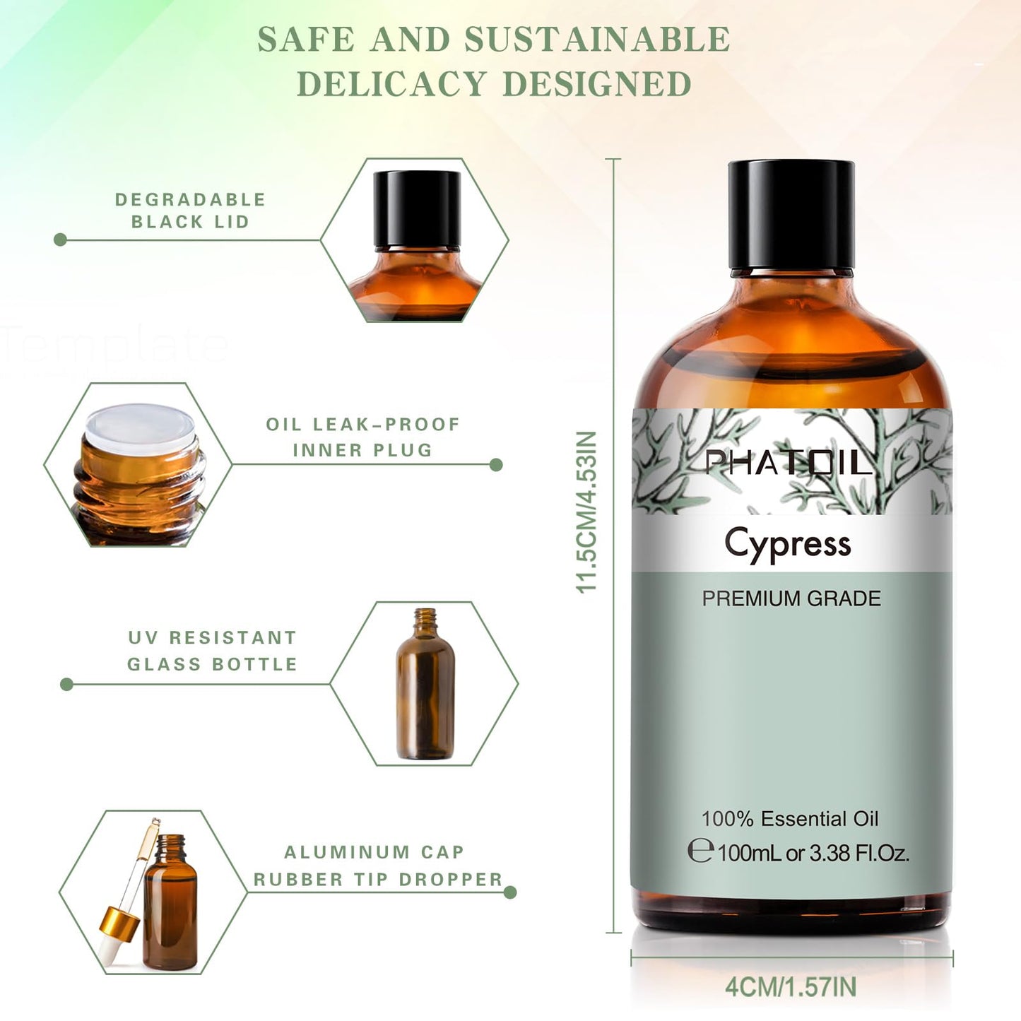 Cypress Essential Oil 100ml | PHATOIL Aromatherapy for Diffuser, Candle & DIY