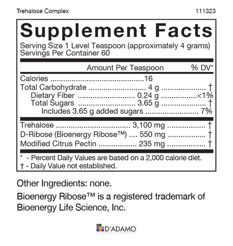 D'Adamo Genoma Nutritionals Trehalose Complex – 240g | Glyconutrient Supplement