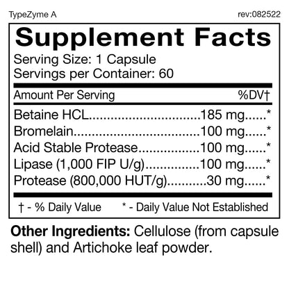 D'Adamo TypeZyme - Digestive Enzyme for Blood Type A | Personalized Nutrition