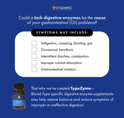 D'Adamo TypeZyme - Digestive Enzyme for Blood Type A | Personalized Nutrition