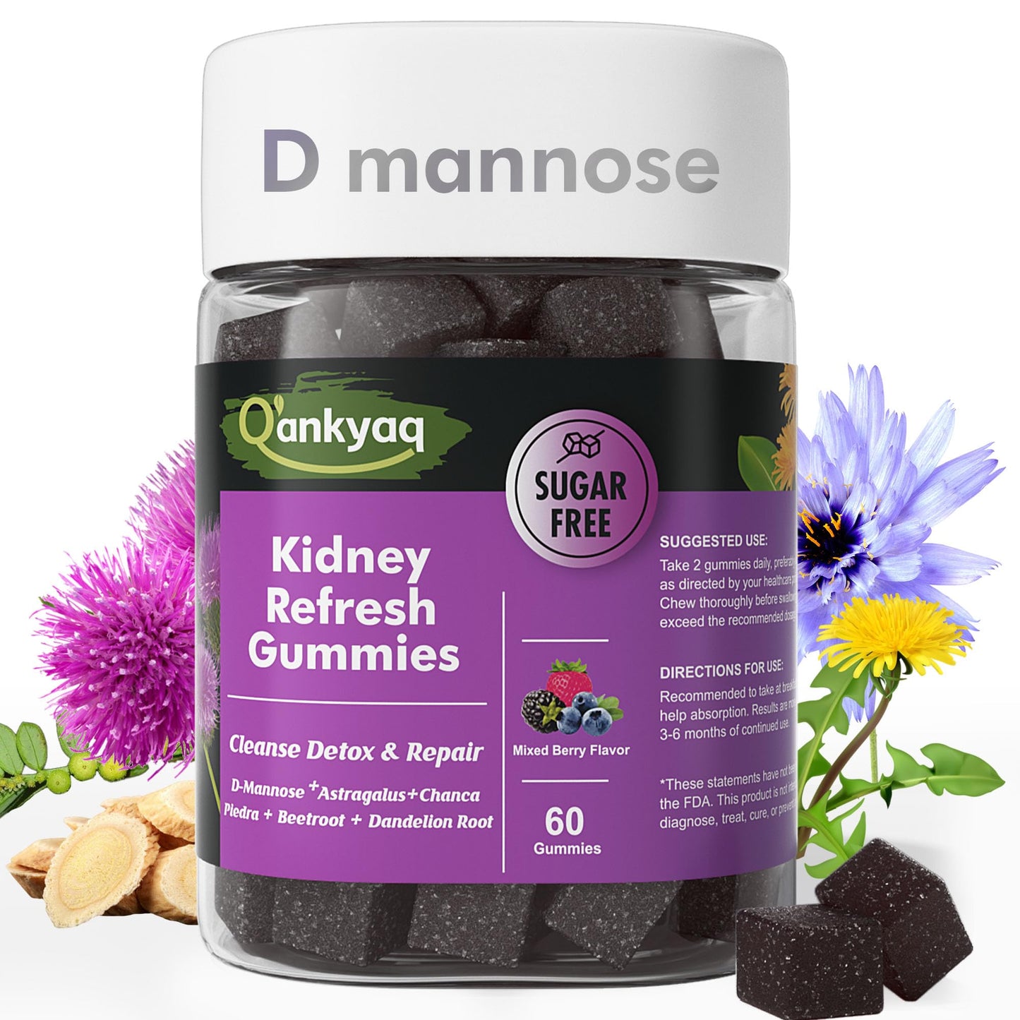 D-Mannose Gummies for Women – Kidney Cleanse & Urinary Health (60 ct)