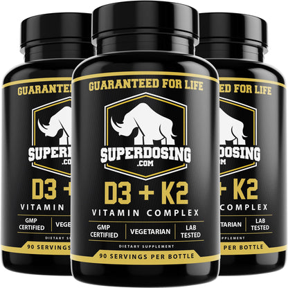 SuperDosing D3K2 10,000 IU + 1,500 mcg MK-4 | 3 Bottle Pack