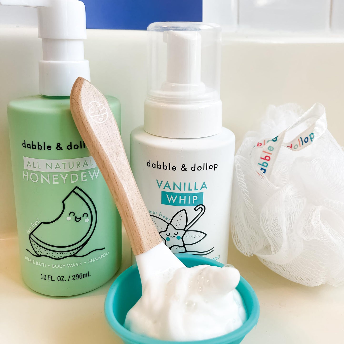 Dabble & Dollop Honeydew Melon 3-in-1 Body Wash & Shampoo for Kids – Tear-Free, Vegan (2-Pack)