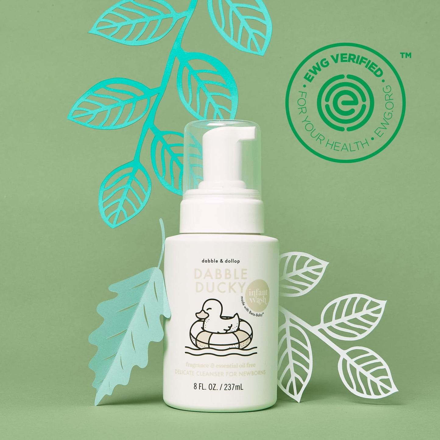 Dabble & Dollop Foaming Infant Wash – Natural Baby Cleanser, Unscented & Essential Oil–Free (2-Pack)