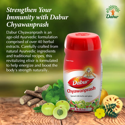 Dabur Chyawanprash Spread – 40 Ayurvedic Herbs, 1 kg Pack of 3 Jars