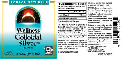 Source Naturals Wellness Colloidal Silver 30 ppm – Non-GMO Liquid Dietary Supplement (2 fl oz)