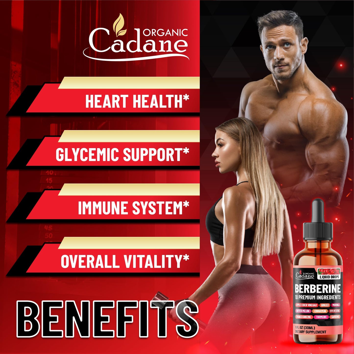 10in1 Berberine Liquid Drops – Heart Health Support | 1 oz, 1 Month