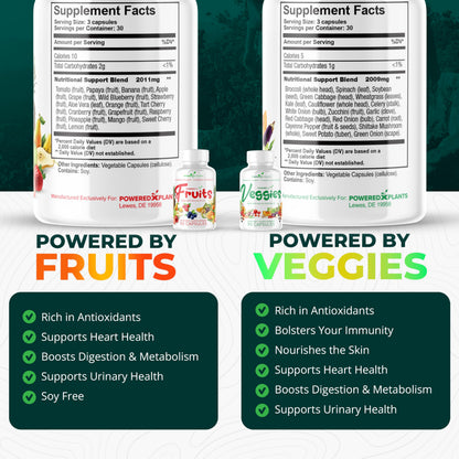 Daily Fruits and Veggies Supplement – 180 Capsules (30 Days) – Non-GMO & Gluten Free – 2-Pack