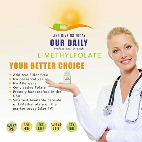 Daily L-Methylfolate 15mg – 2 Bottles (180 Capsules) | 5-MTHF, Non-GMO, Gluten Free