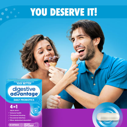Daily Probiotic Capsule – Digestive Advantage (30 Capsules) | BC-30 2B CFUs, Gut Health