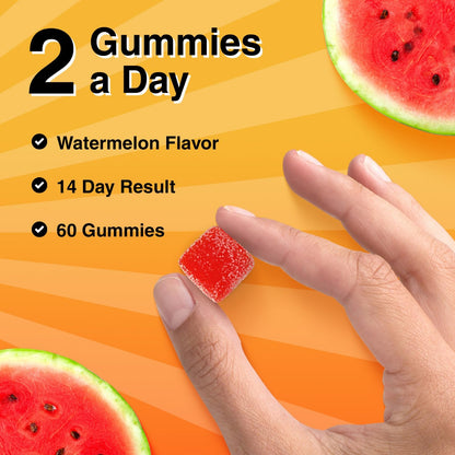 Daily Tanning Gummies – Natural Sunless Tan with Astaxanthin, Lycopene & Beta Carotene – Watermelon