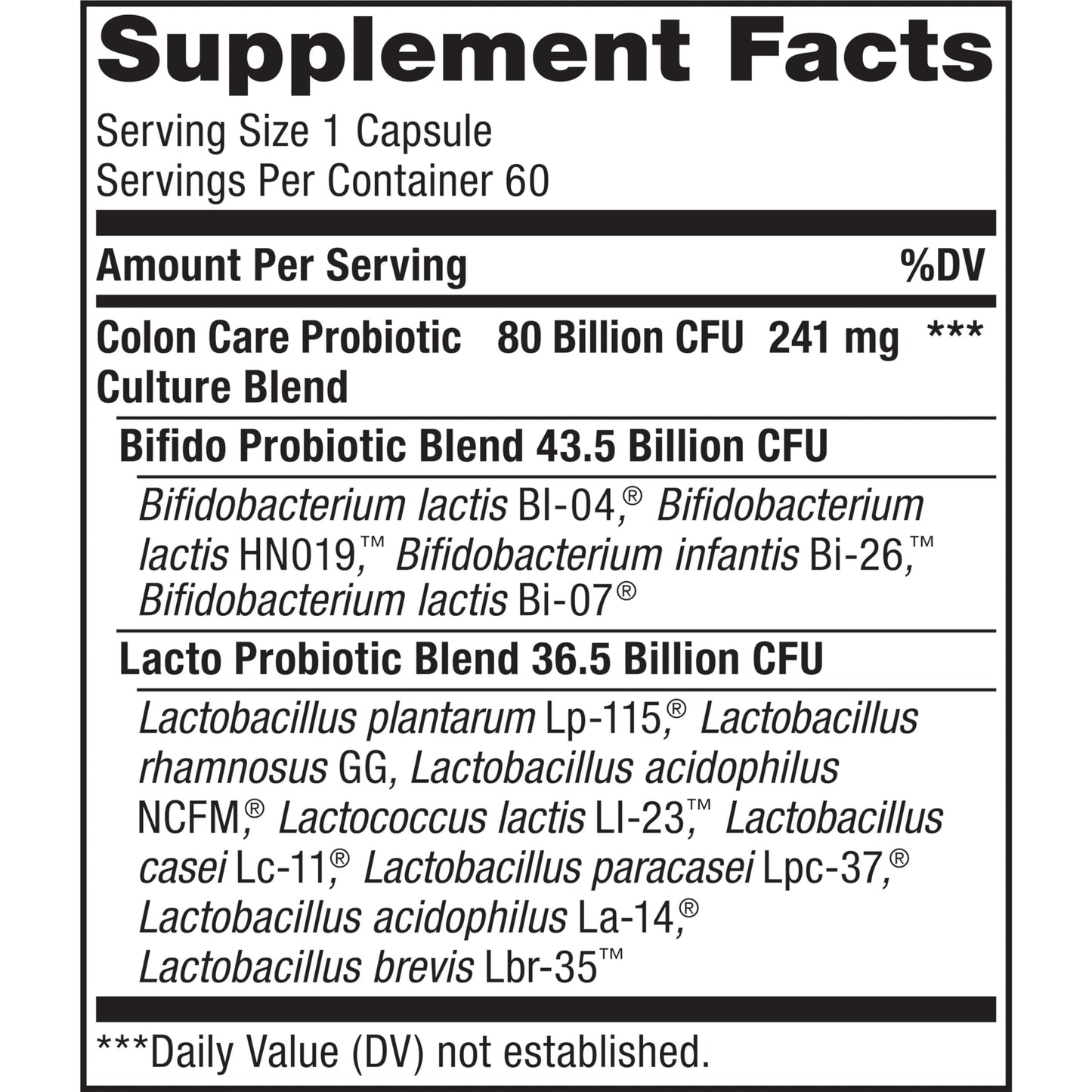 Renew Life Colon Care Probiotic Capsules – 80 Billion CFU, 12 Strains, Dairy/Gluten & Soy Free, 60 Count