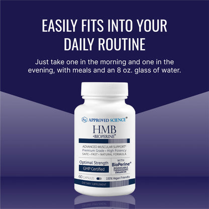 Approved Science HMB - Supports Muscles and Exercise - 1500mg HMB, BioPerine, 60 Vegan Capsules