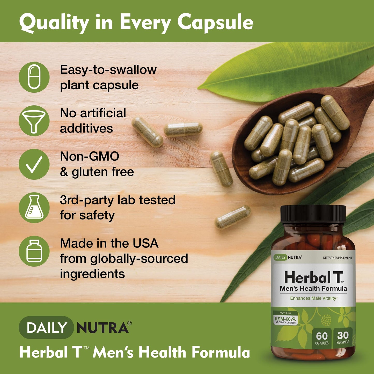 DailyNutra Herbal T Men's Health Formula - Endurance & Vitality (3-Pack)