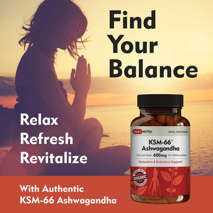 DailyNutra KSM-66 Ashwagandha 600mg Organic Root Extract | High Potency 270 Capsules
