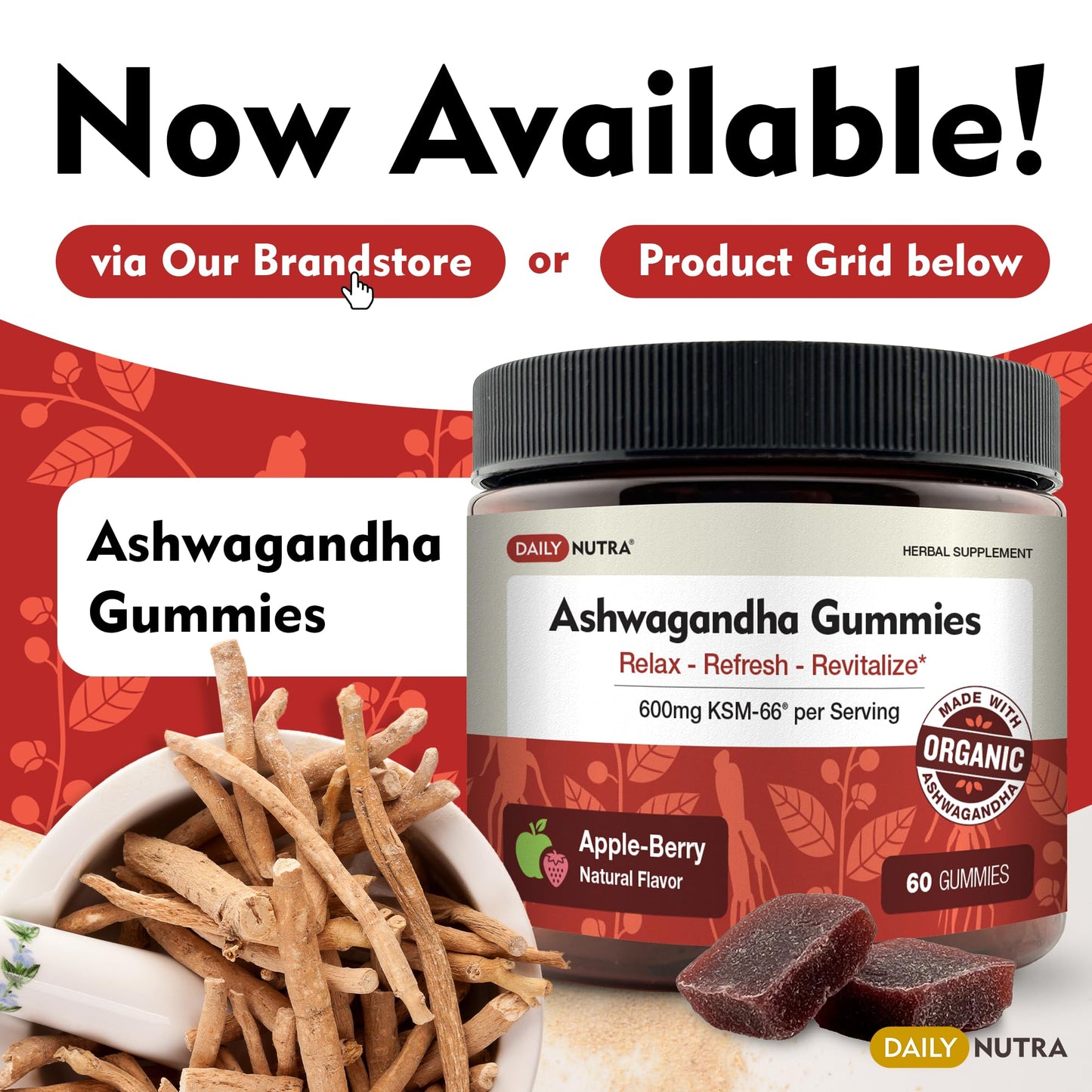 DailyNutra KSM-66 Ashwagandha 600mg Organic Root Extract | High Potency 270 Capsules