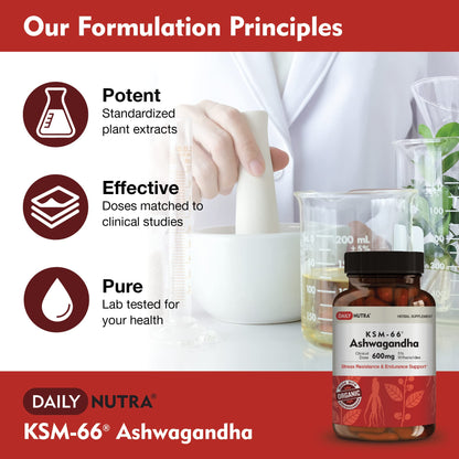 DailyNutra KSM-66 Ashwagandha 600mg Organic Root Extract | High Potency 270 Capsules