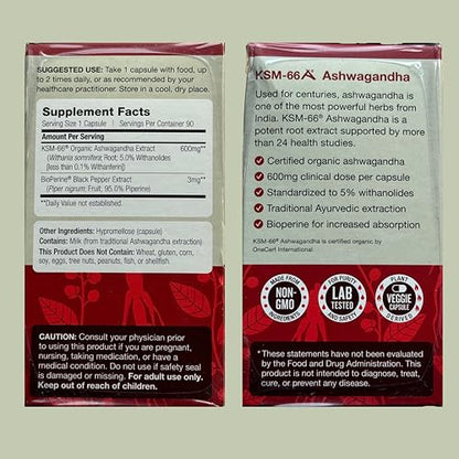 DailyNutra KSM-66 Ashwagandha 600mg Organic Root Extract | High Potency 270 Capsules
